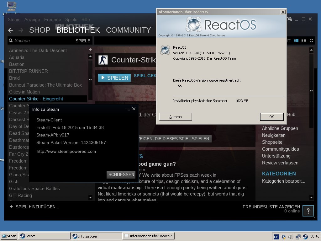 Steam в ReactOS